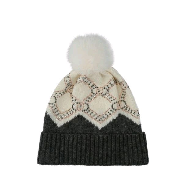 liu jo cappello berretto con strass e PON PON tf4297ms55l